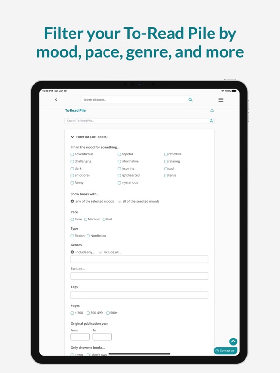 StoryGraph: Reading Tracker iPad Screenshots