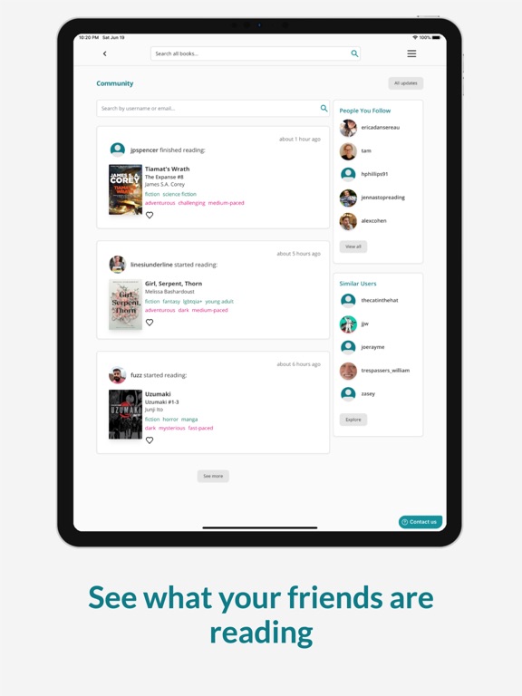 StoryGraph: Reading Tracker iPad Screenshots