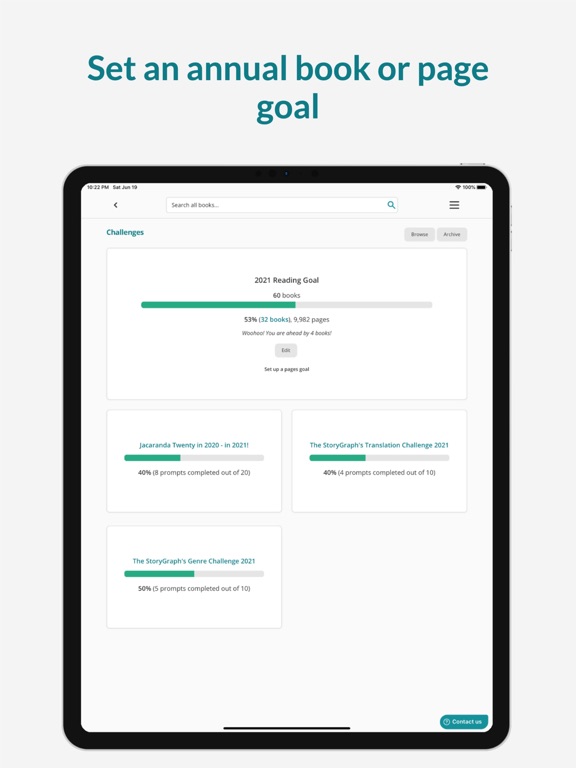 StoryGraph: Reading Tracker iPad Screenshots