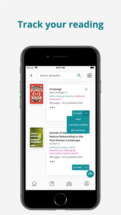 StoryGraph: Reading Tracker Screenshots