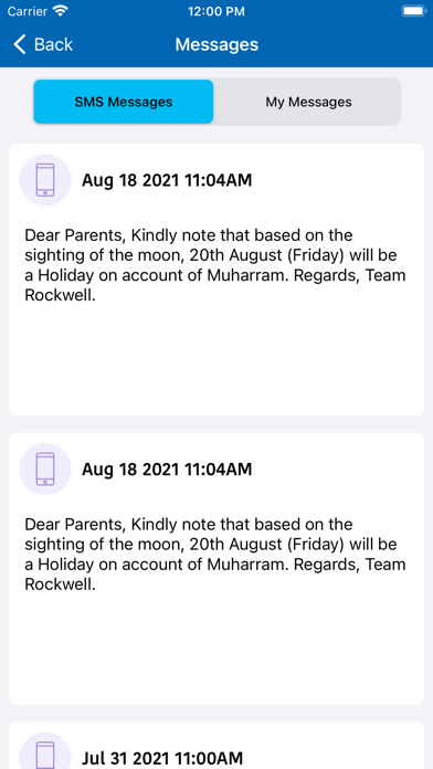 RockWell Parent Portal Screenshots