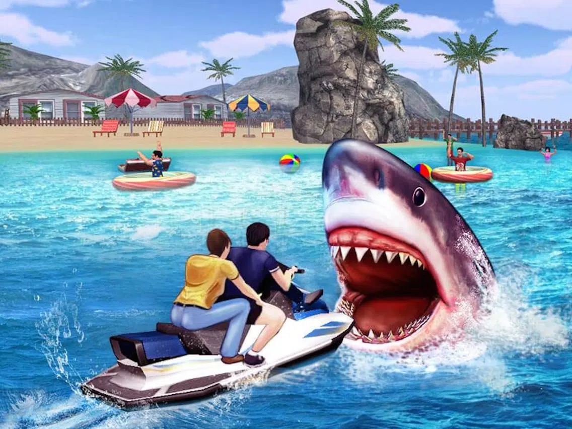 Angry Shark 3D. Attack Of Hungy Great White Terror on The Beach iPad Screenshots