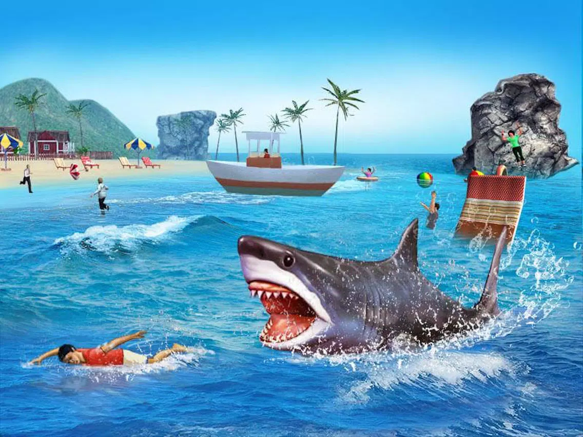 Angry Shark 3D. Attack Of Hungy Great White Terror on The Beach iPad Screenshots