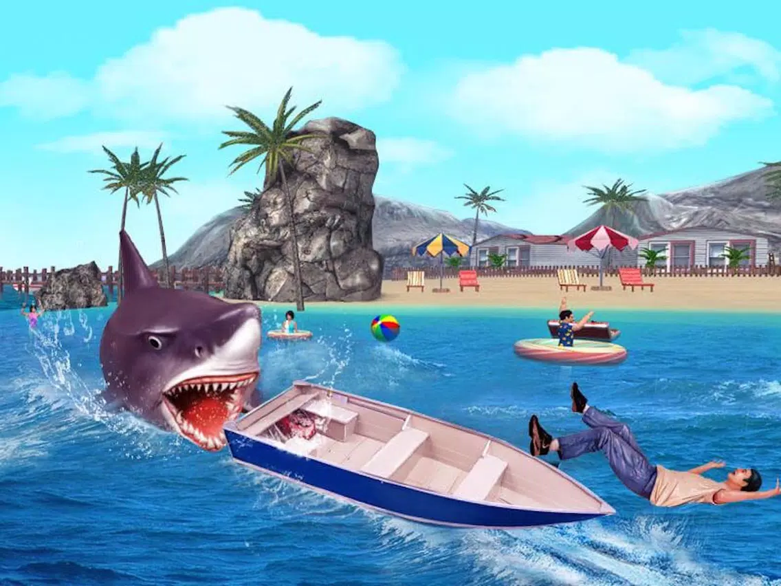 Angry Shark 3D. Attack Of Hungy Great White Terror on The Beach iPad Screenshots