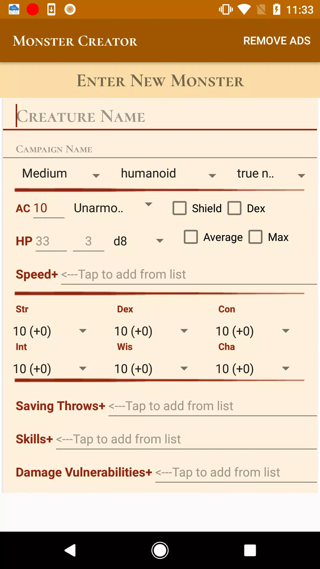 5e Monster Creator Screenshots