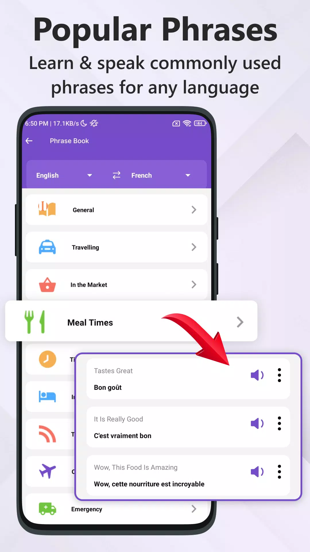 Speak and Translate app Screenshots