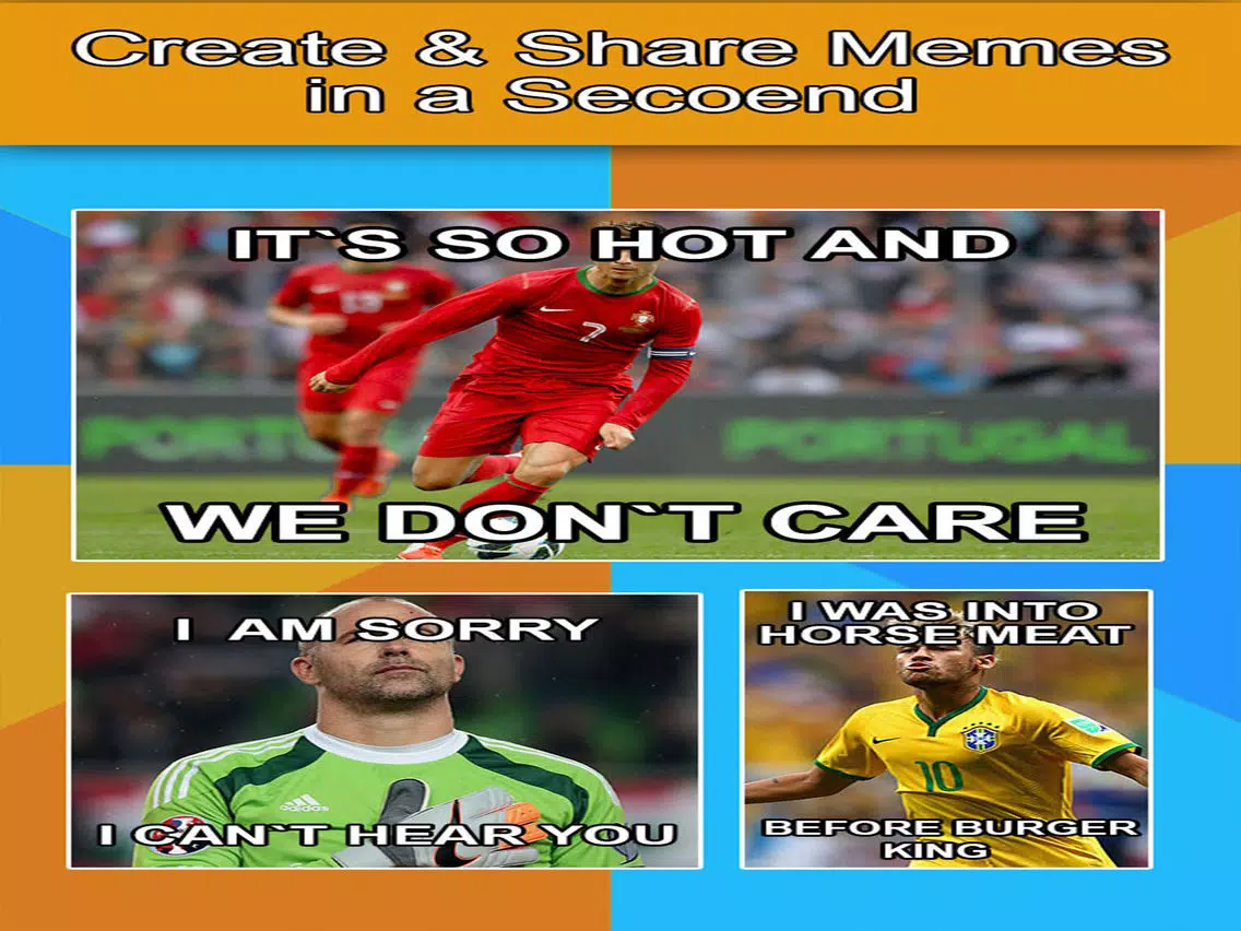 Meme Creator for Euro 2016 - Make your own meme with Top Superstar Soccer Player.s iPad स्क्रीनशॉट