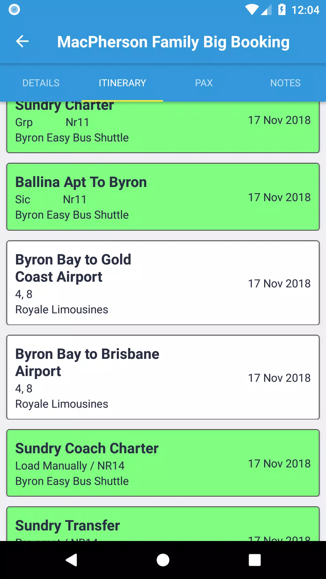Tourplan Operations Screenshots