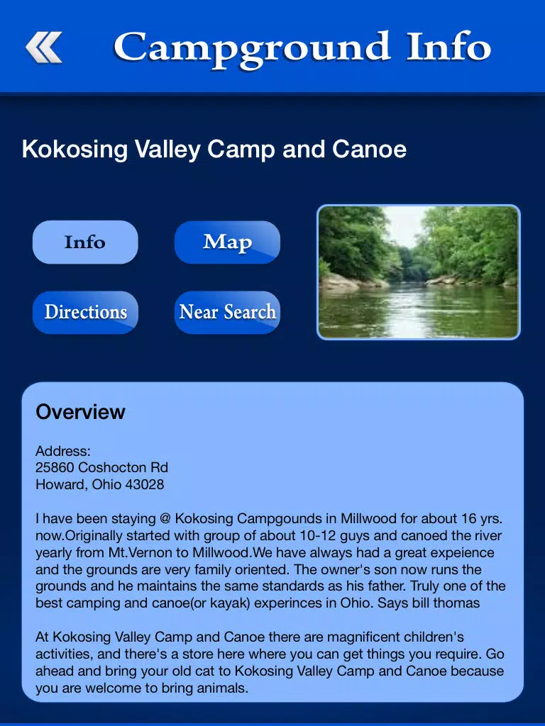 Ohio Campgrounds and RV Parks iPad Screenshots