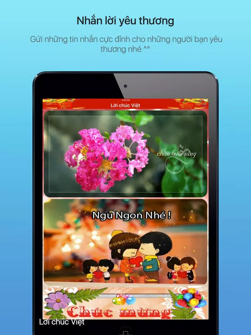 Zrzuty ekranu Lời chúc Việt - Nhắn lời yêu thương iPad