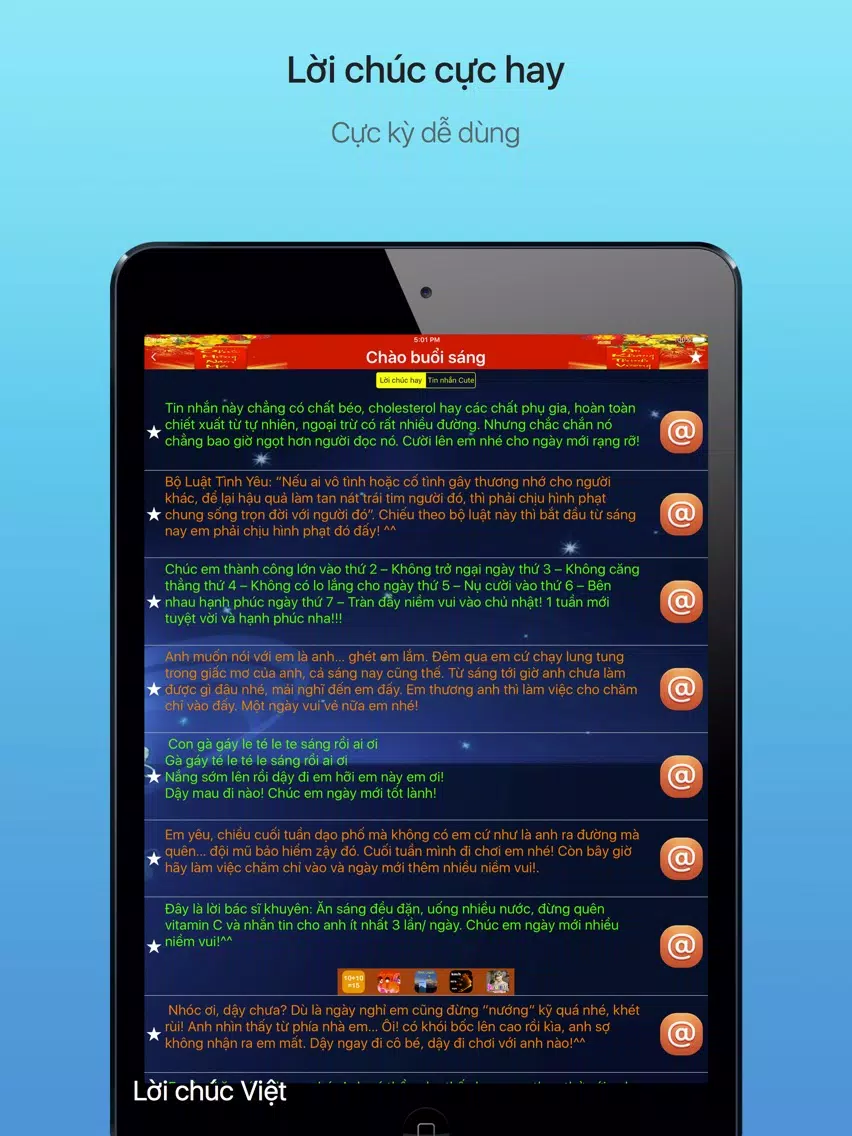 Zrzuty ekranu Lời chúc Việt - Nhắn lời yêu thương iPad