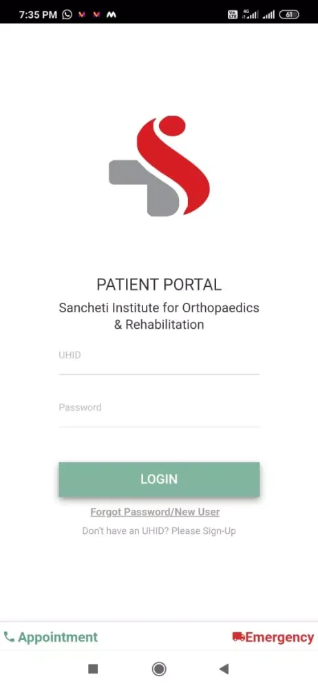 Sancheti Patient Portal Screenshots
