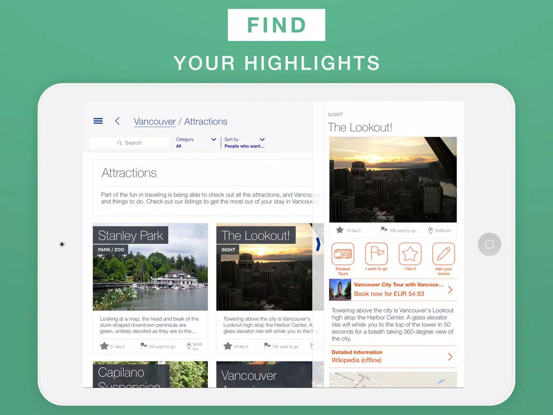 Vancouver - Travel Guide & Offline Map iPad Screenshots