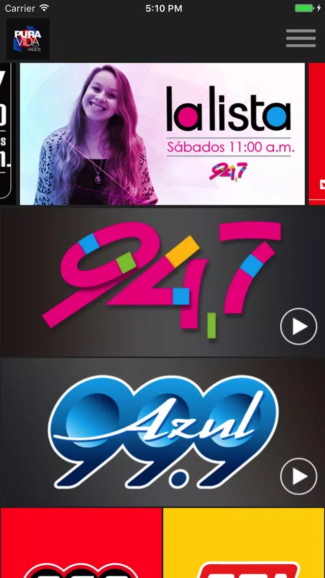 ภาพหน้าจอของ Pura Vida Radio