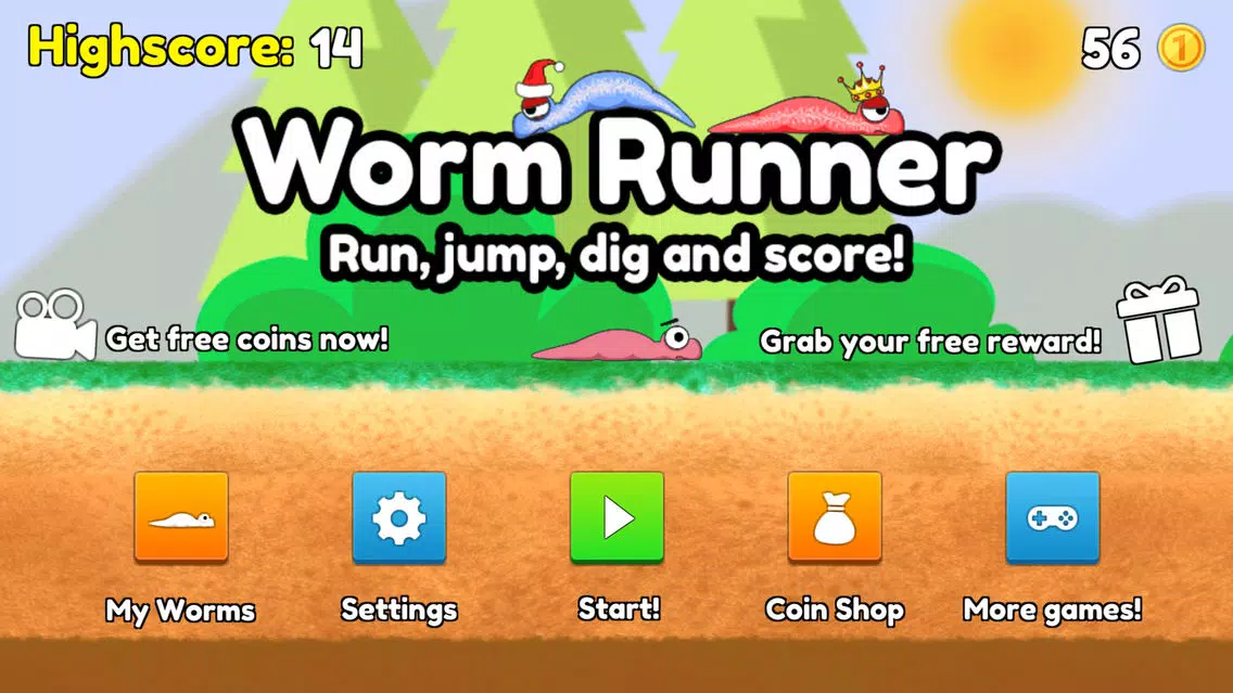 ภาพหน้าจอของ Worm Runner: Dig or jump!