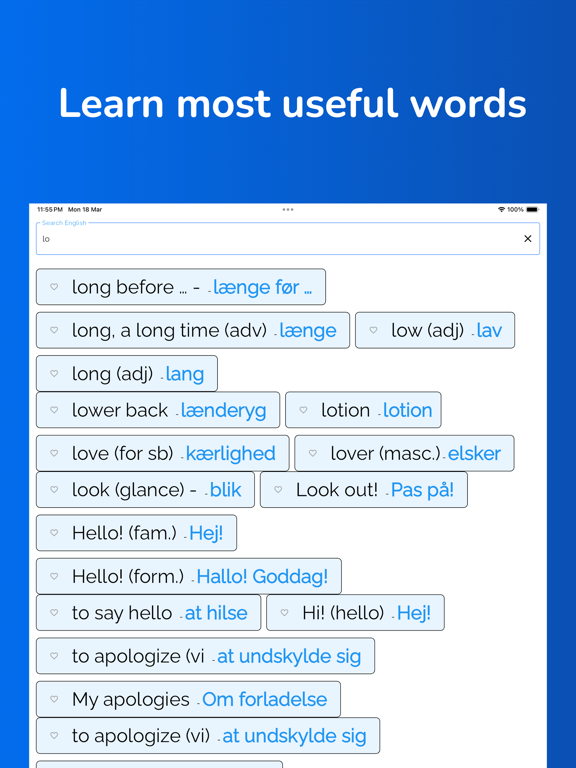 Learn Danish From English iPad Screenshots