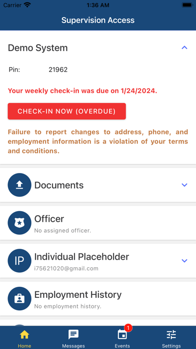 Supervision Access Screenshots