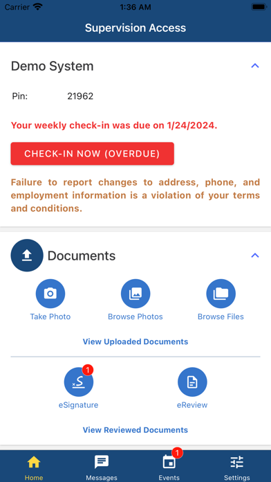 Supervision Access Screenshots