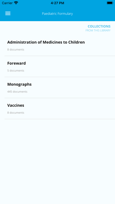 Paediatric Formulary Screenshots