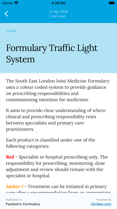 Paediatric Formulary Screenshots