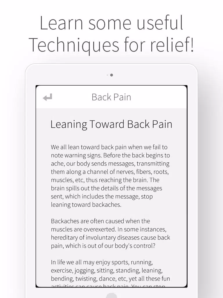 Back Pain - Causes and Relief of Any Chronic Ache or Pains From Damage or Strain iPad Screenshots