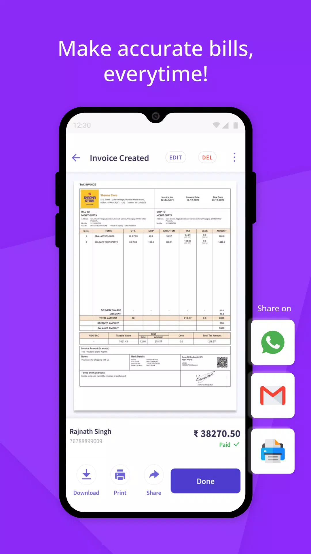 myBillBook Invoice Billing App Screenshots