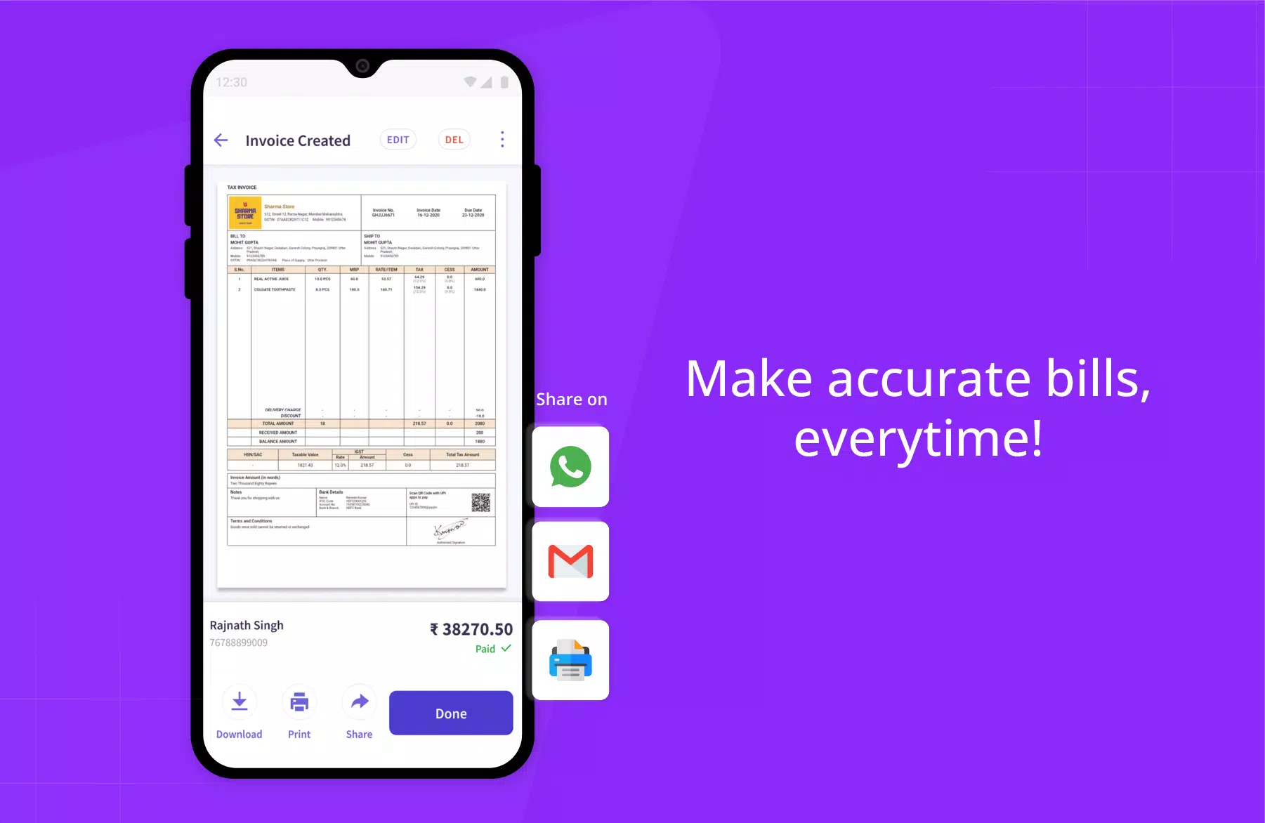 myBillBook Invoice Billing App Screenshots