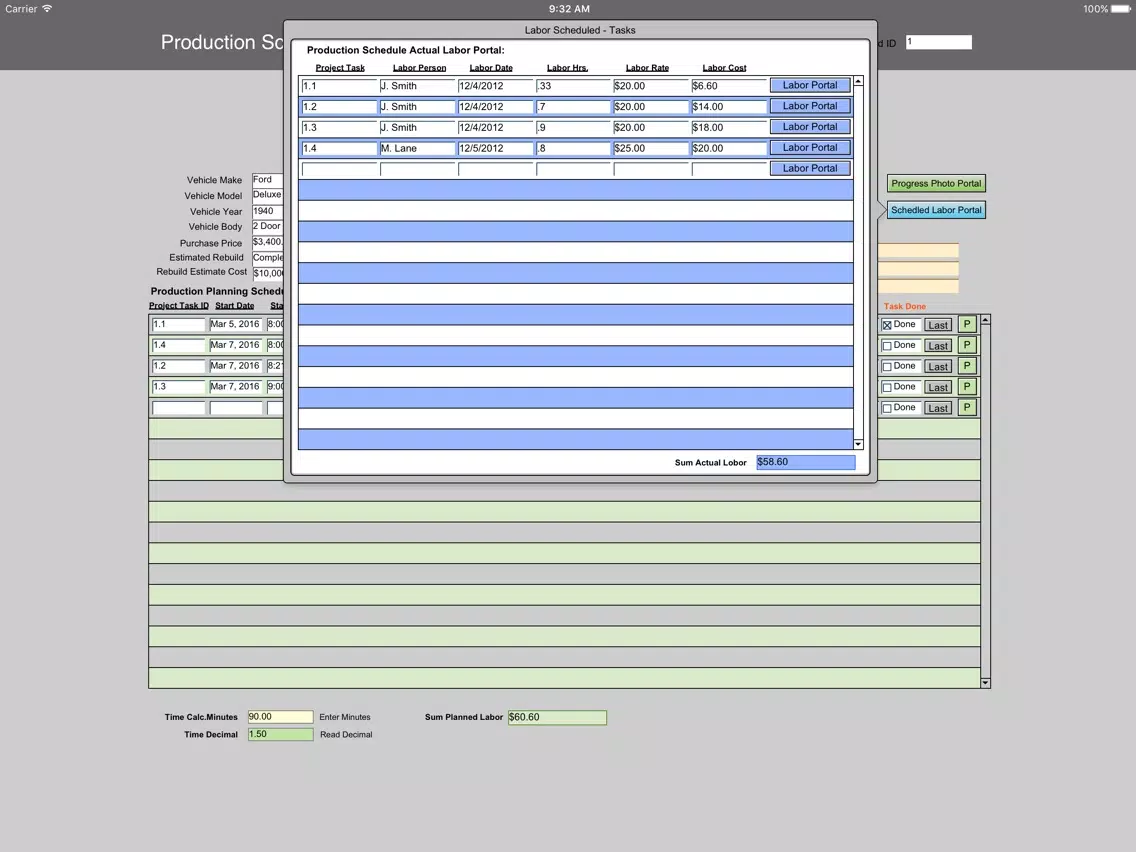 Car Restoration Manager Pro iPad Screenshots