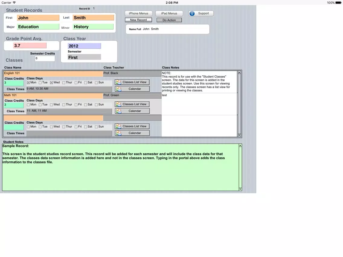 Student Daily Manager iPad Screenshots