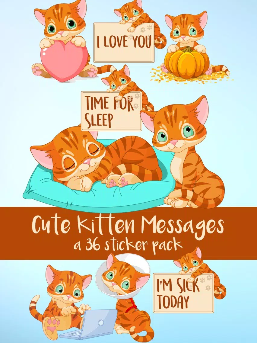 Cute Kitten Messages Sticker Pack iPad Screenshots