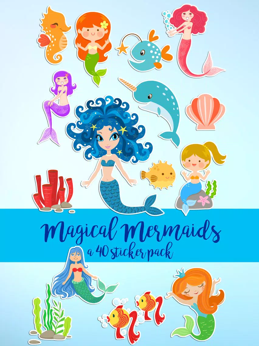 Magical Mermaids & Under Sea Friends Sticker Pack iPad Screenshots