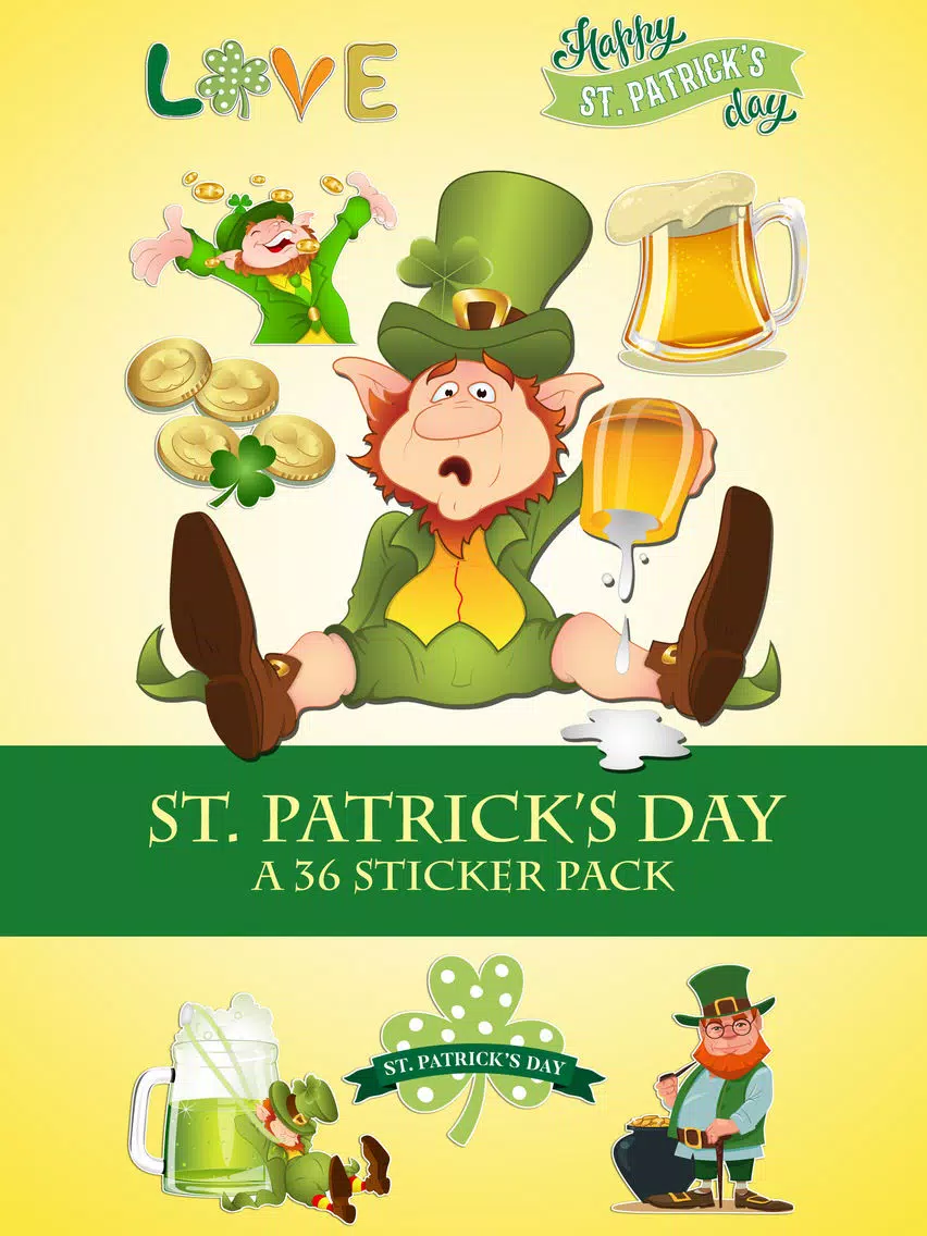 St Patricks Day Leprechaun and Beer Sticker Pack iPad 스크린샷