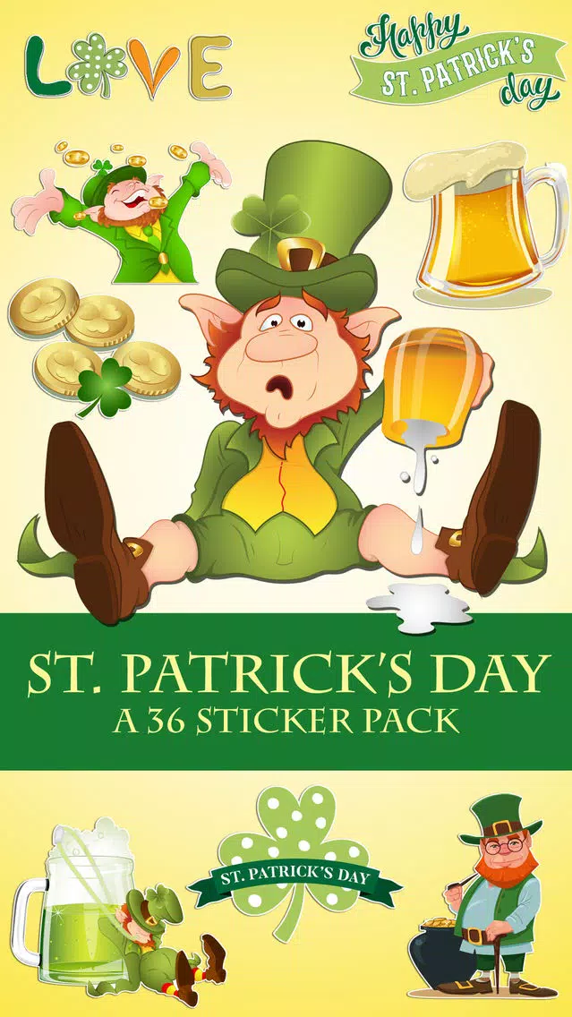 St Patricks Day Leprechaun and Beer Sticker Pack 스크린샷