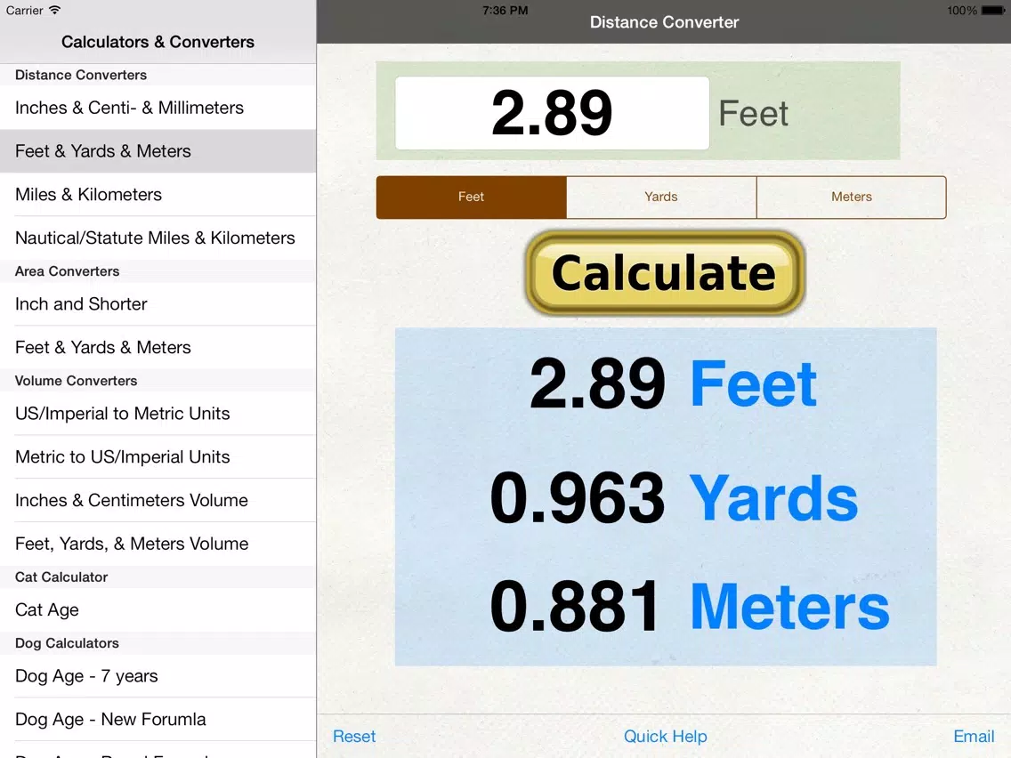Distance Converter: Feet, Meters, Imperial, & US Unit iPad Screenshots