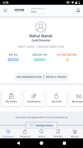Vestige Online Shopping App Screenshots