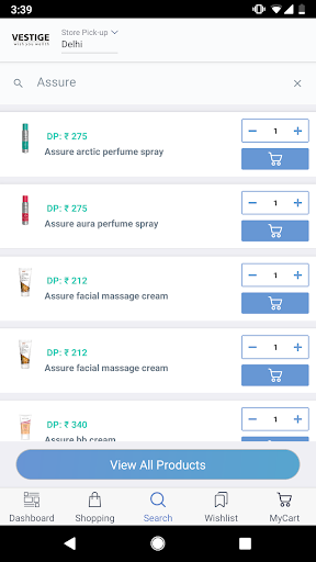 Vestige Online Shopping App Screenshots