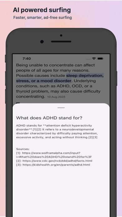 Focus: Private AI Web Browser Screenshots