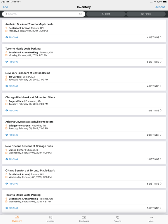 SkyBox Ticket Resale Platform iPad Screenshots