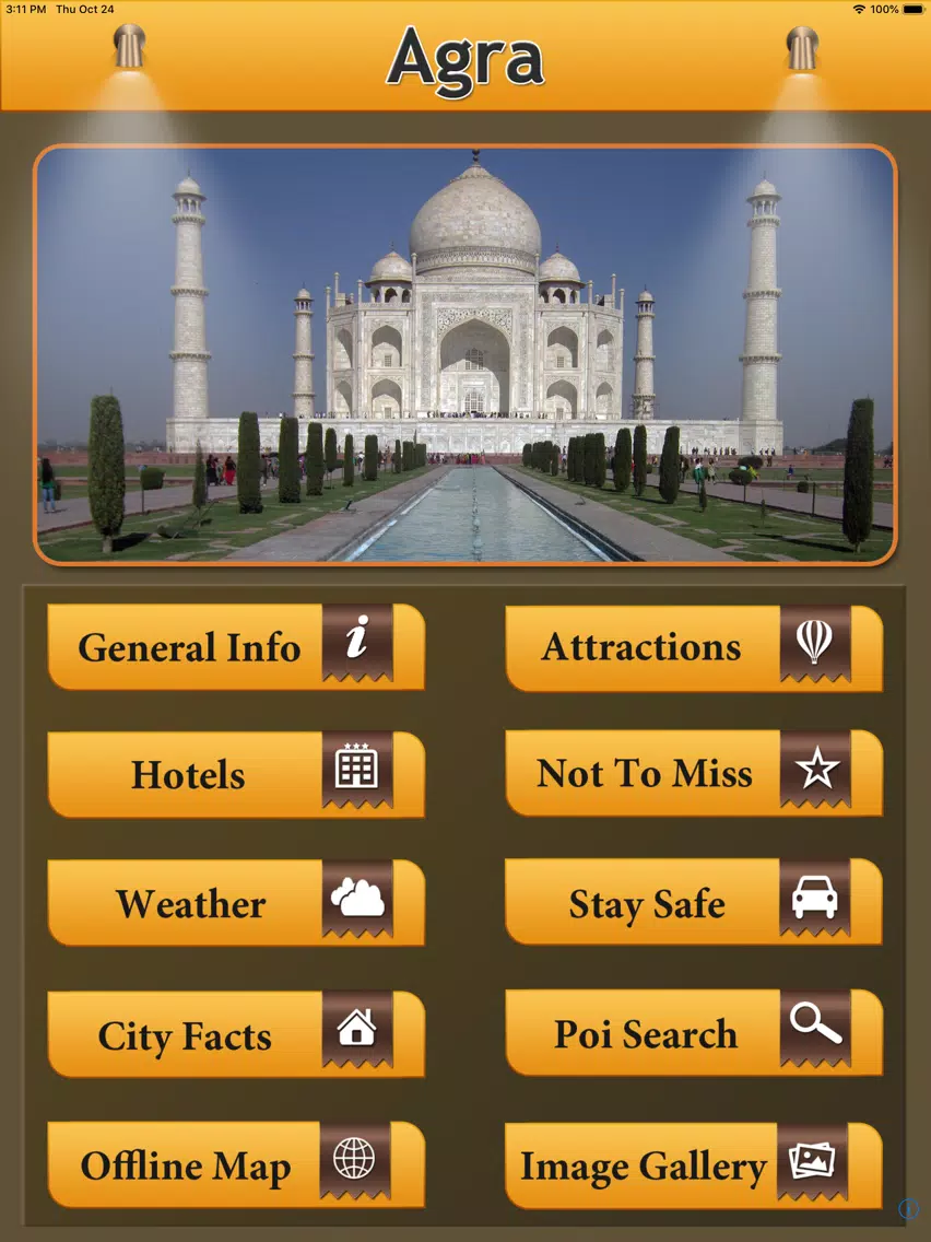 Tangkapan skrin Agra - Taj Mahal Offline Guide iPad