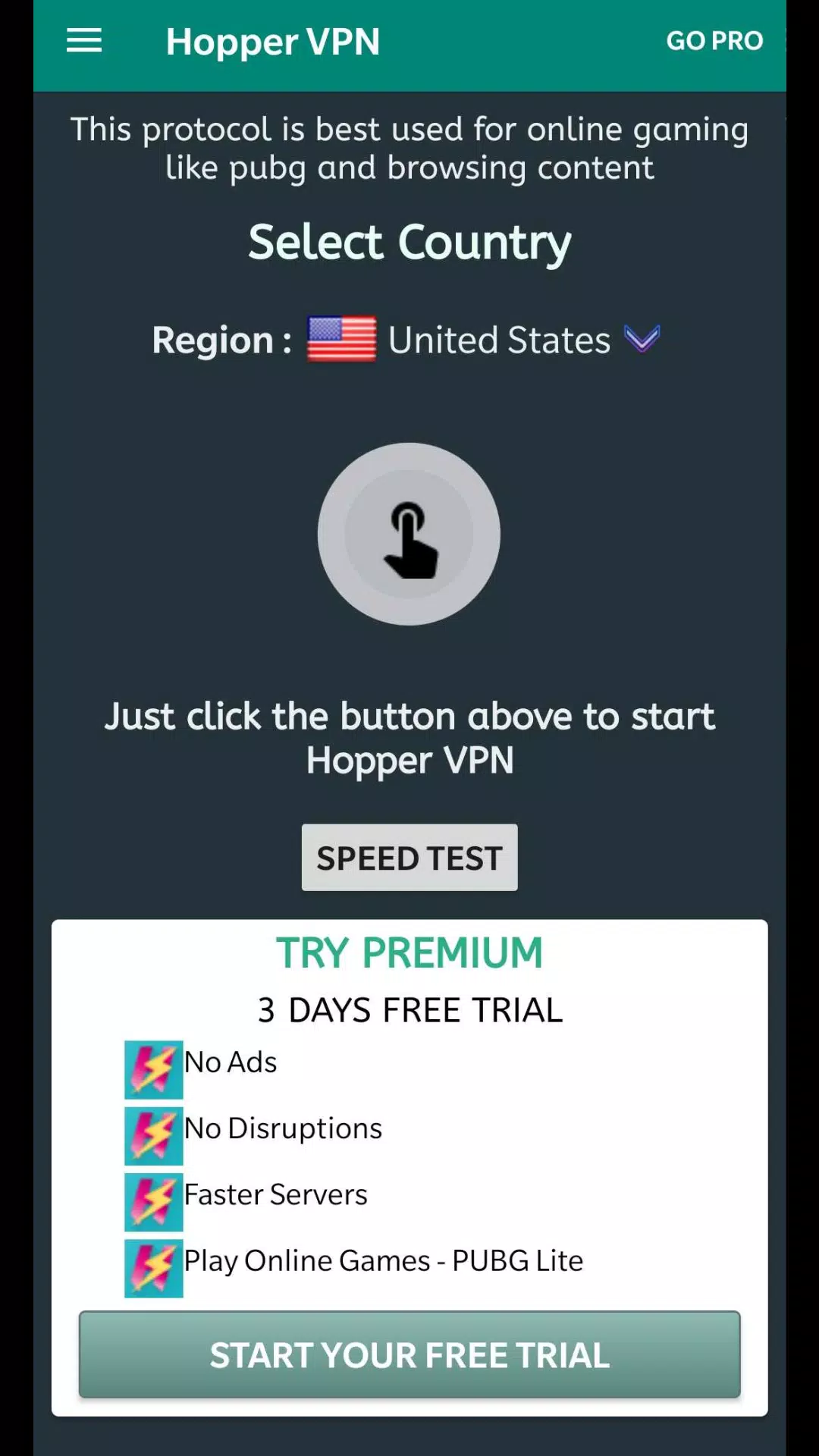 Tangkapan layar Hopper VPN