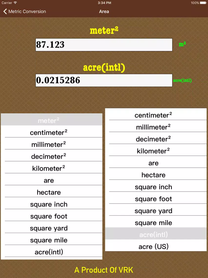 Metric Conversions iPad Screenshots