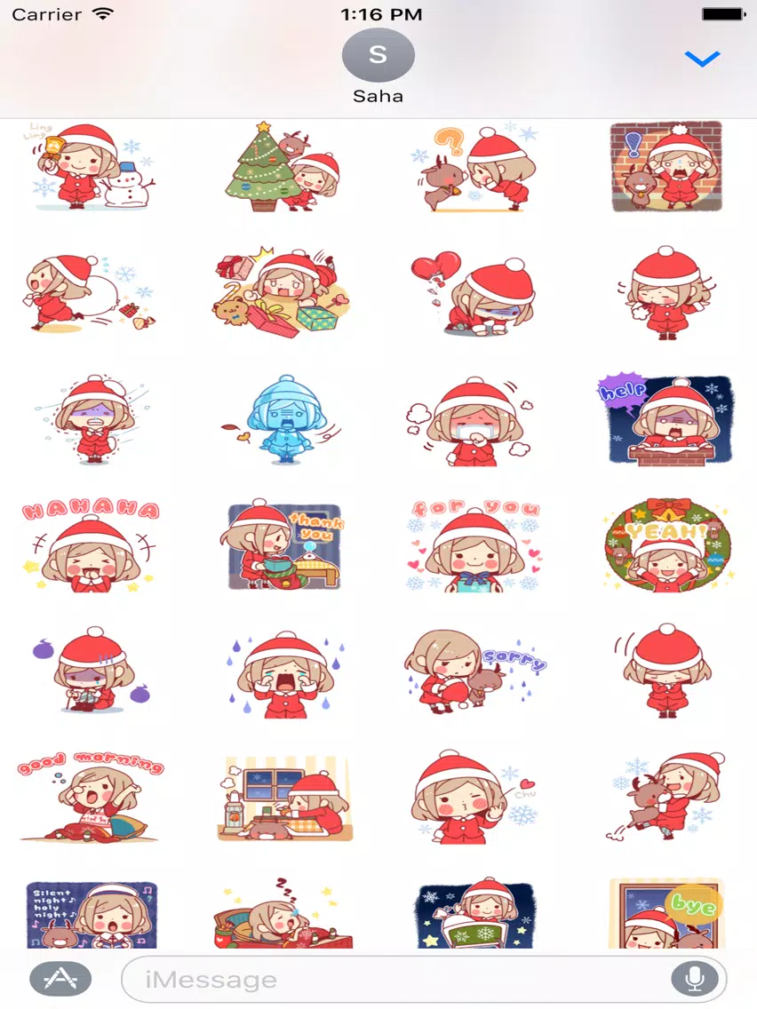 Merry Christmas Stickers for Girl iPad 应用截图