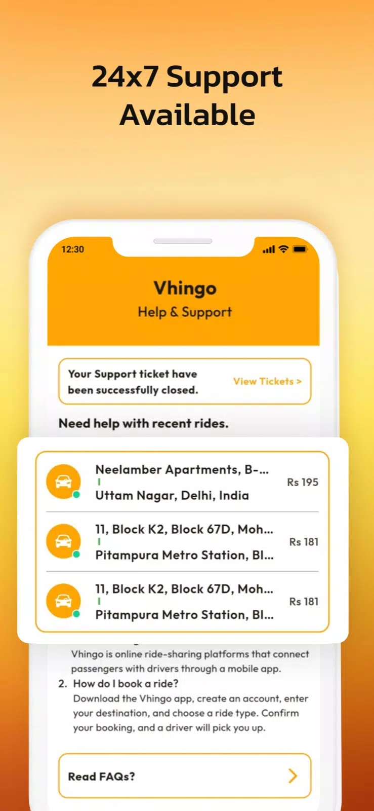 Vhingo - Hire Taxi & Driver स्क्रीनशॉट