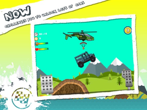 Captures d'écran de Go Crazy Mountain Cimbers Racing : Jumping Car with racing with police car, truck, jeep and tanker iPad 