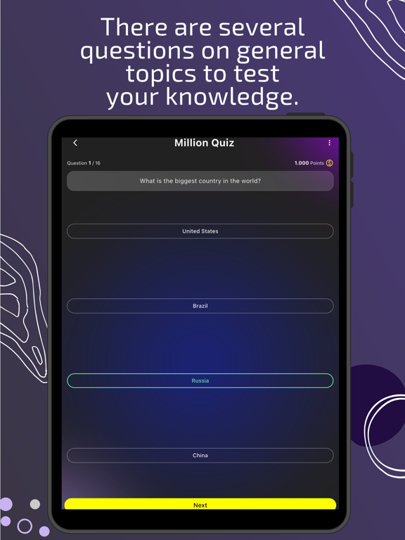 Million Quiz General Questions iPad 应用截图