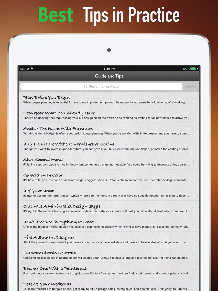 Home Decoration Budget:Design Guide and Tips iPad 應用截圖
