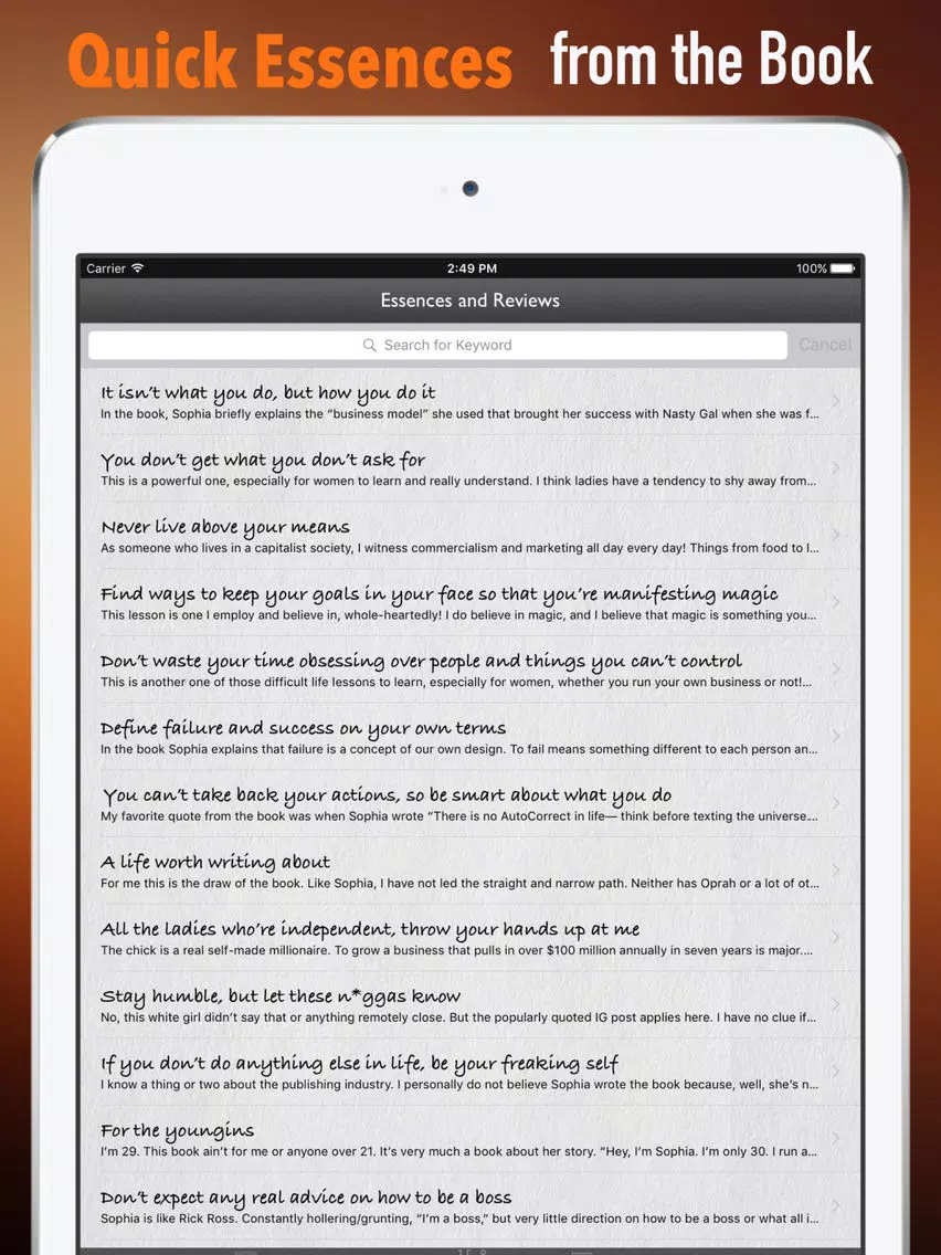 Quick Wisdom from GIRLBOSS:Key Insights iPad Screenshots