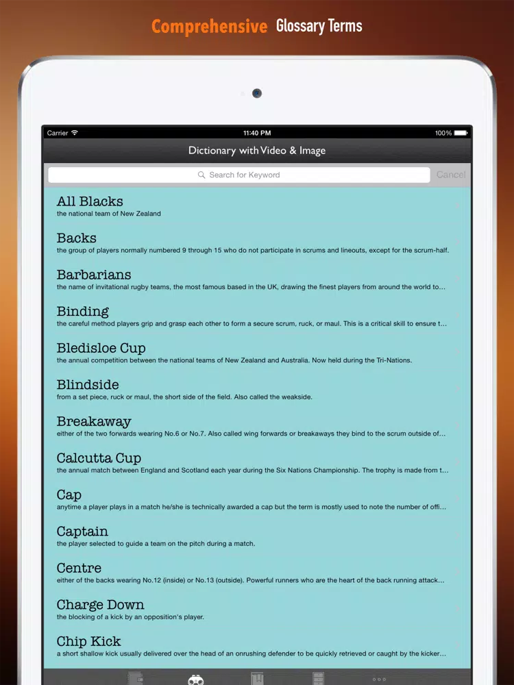 Rugby 101: Quick Learning Reference with Video Lessons and Glossary iPad Screenshots