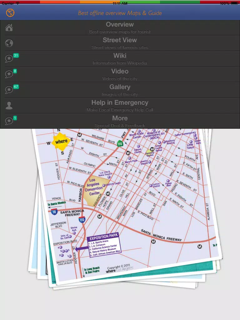Los Angeles Tour Guide: Best Offline Maps with StreetView and Emergency Help Info iPad Screenshots