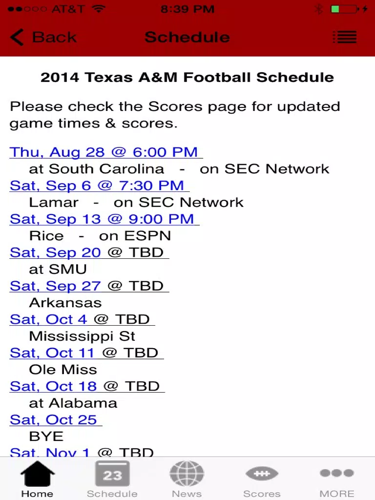 College Sports - Texas A&M Football Edition iPad Screenshots